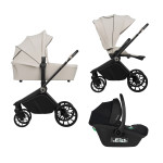 Lionelo Mika Plus 3в1 - детская коляска 3 в 1 с автокреслом, универсальная коляска с большими колесами • Beige Sand