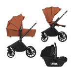 Lionelo Mika Plus 3в1 - детская коляска 3 в 1 с автокреслом, универсальная коляска с большими колесами • Brown Rust