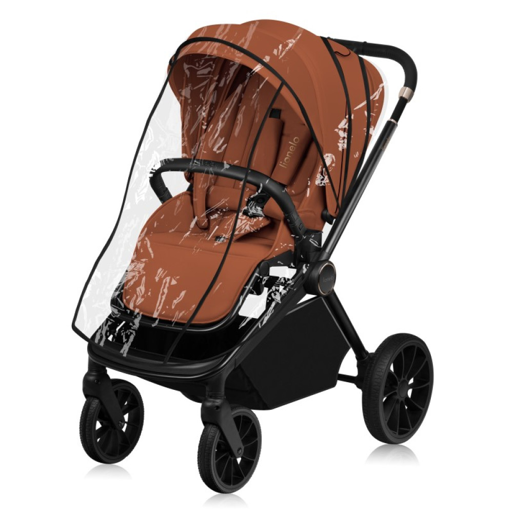 Lionelo Mika Plus - детская коляска 3 в 1,  автокресло, всесезонная коляска с люлькой для новорожденных, быстрое складывание • Brown Rust