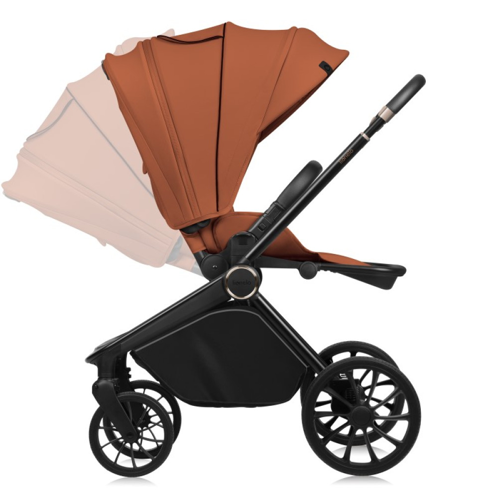 Lionelo Mika Plus - детская коляска 3 в 1,  автокресло, всесезонная коляска с люлькой для новорожденных, быстрое складывание • Brown Rust