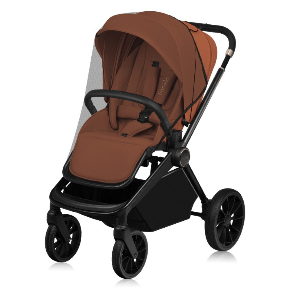 Lionelo Mika Plus - детская коляска 3 в 1,  автокресло, всесезонная коляска с люлькой для новорожденных, быстрое складывание • Brown Rust