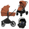 Lionelo Mika Plus - детская коляска 3 в 1,  автокресло, всесезонная коляска с люлькой для новорожденных, быстрое складывание • Brown Rust