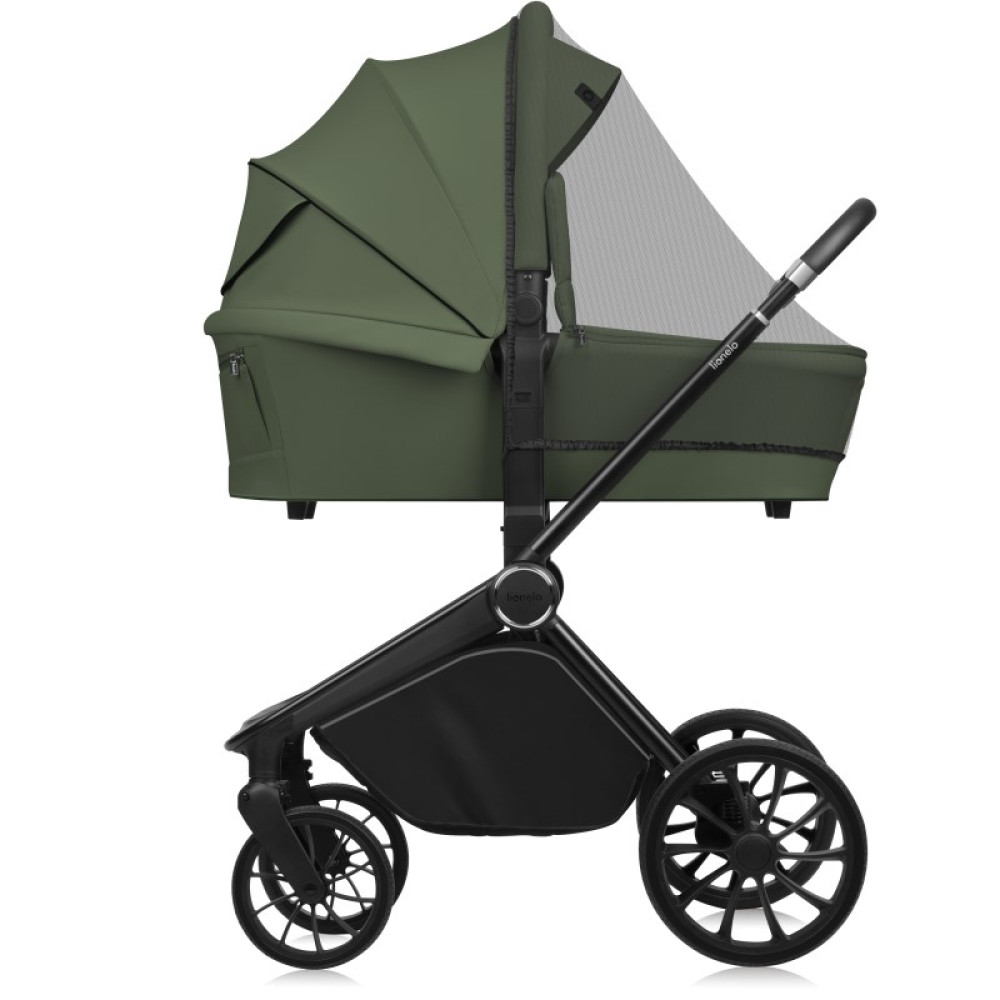 Lionelo Mika Plus - детская коляска 3 в 1,  автокресло, всесезонная коляска с люлькой для новорожденных, быстрое складывание • Green Olive