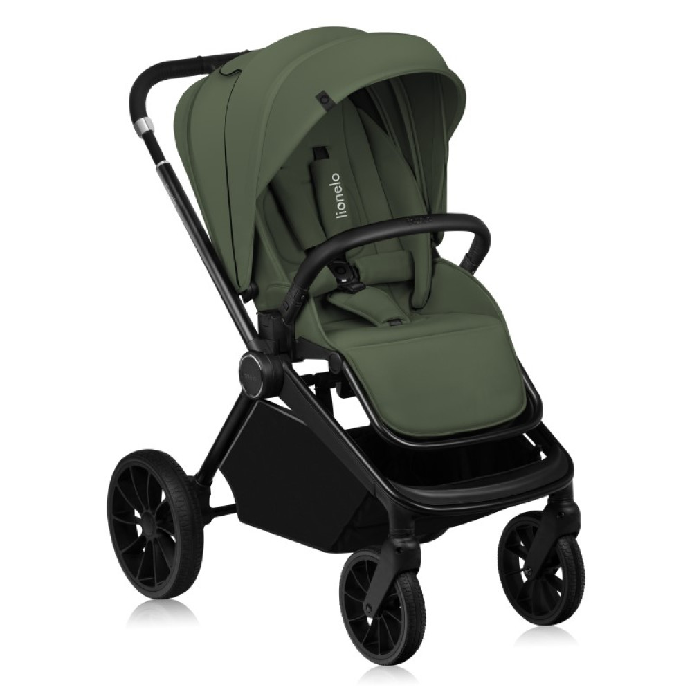 Lionelo Mika Plus - детская коляска 3 в 1,  автокресло, всесезонная коляска с люлькой для новорожденных, быстрое складывание • Green Olive