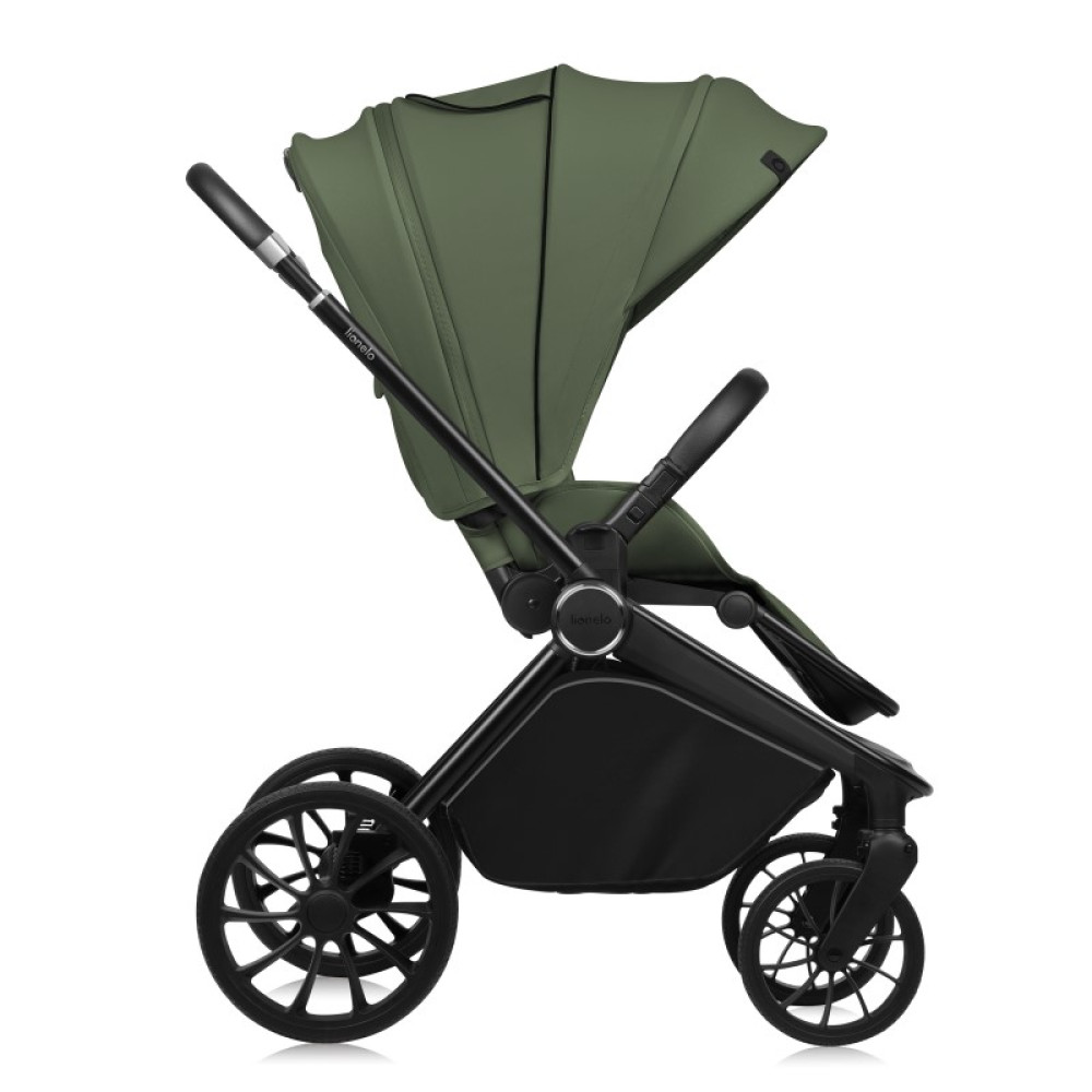 Lionelo Mika Plus - детская коляска 3 в 1,  автокресло, всесезонная коляска с люлькой для новорожденных, быстрое складывание • Green Olive