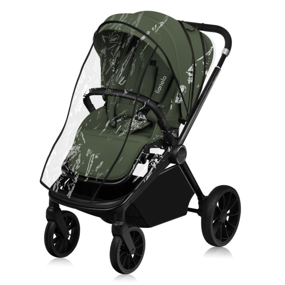 Lionelo Mika Plus - детская коляска 3 в 1,  автокресло, всесезонная коляска с люлькой для новорожденных, быстрое складывание • Green Olive