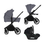 Lionelo Mika Plus 3в1 - детская коляска 3 в 1 с автокреслом, универсальная коляска с большими колесами • Grey Stone