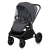 Lionelo Mika Plus - дитяча коляска 3 в 1, автокрісло, всесезонний візочок з люлькою для новонароджених, швидке складання • Grey Stone