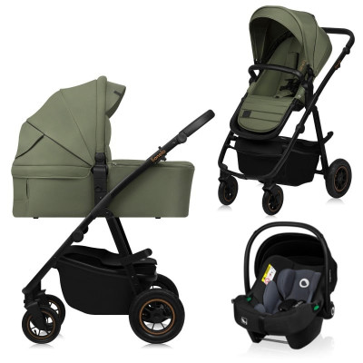 Lionelo Amber Plus - детская коляска 3 в 1, автокресло Lionelo Astrid i-Size (40 - 87 см), всесезонная коляска с люлькой для новорожденных, высокая люлька (75 см) • Green Forest Lionelo Amber Plus - детская коляска 3 в 1, автокресло Lionelo Astrid i-Size (40 - 87 см), всесезонная коляска с люлькой для новорожденных, высокая люлька (75 см) • Green Forest