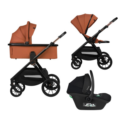 Lionelo Layla 3в1 - детская коляска 3 в 1 с автокреслом, универсальная коляска с большими колесами • Brown Rust Lionelo Layla 3в1 - детская коляска 3 в 1 с автокреслом, универсальная коляска с большими колесами • Brown Rust