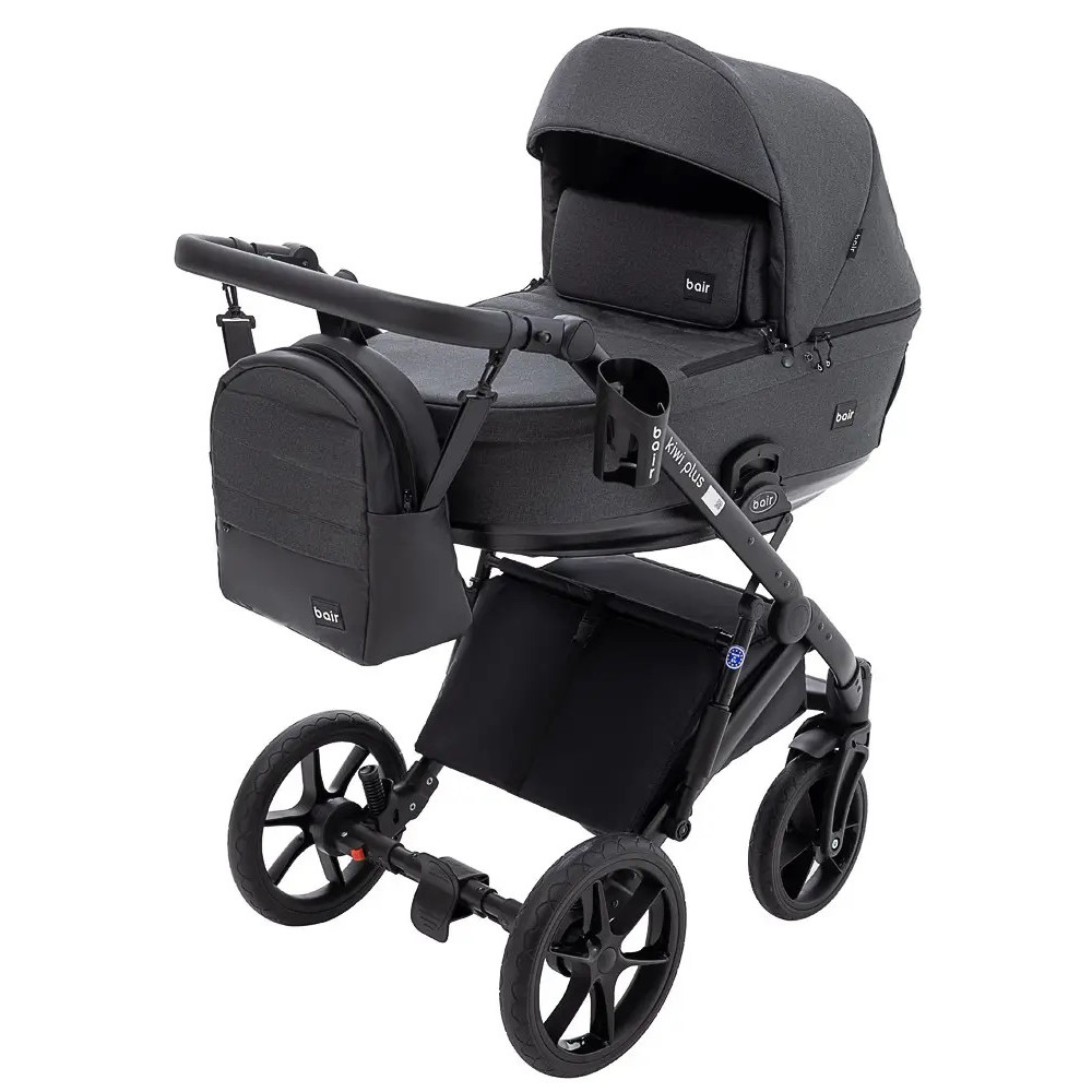 Bair Kiwi Plus Soft - дитяча коляска 2 в 1, всесезонний візочок з люлькою для новонароджених • Graphite (BKP-219)