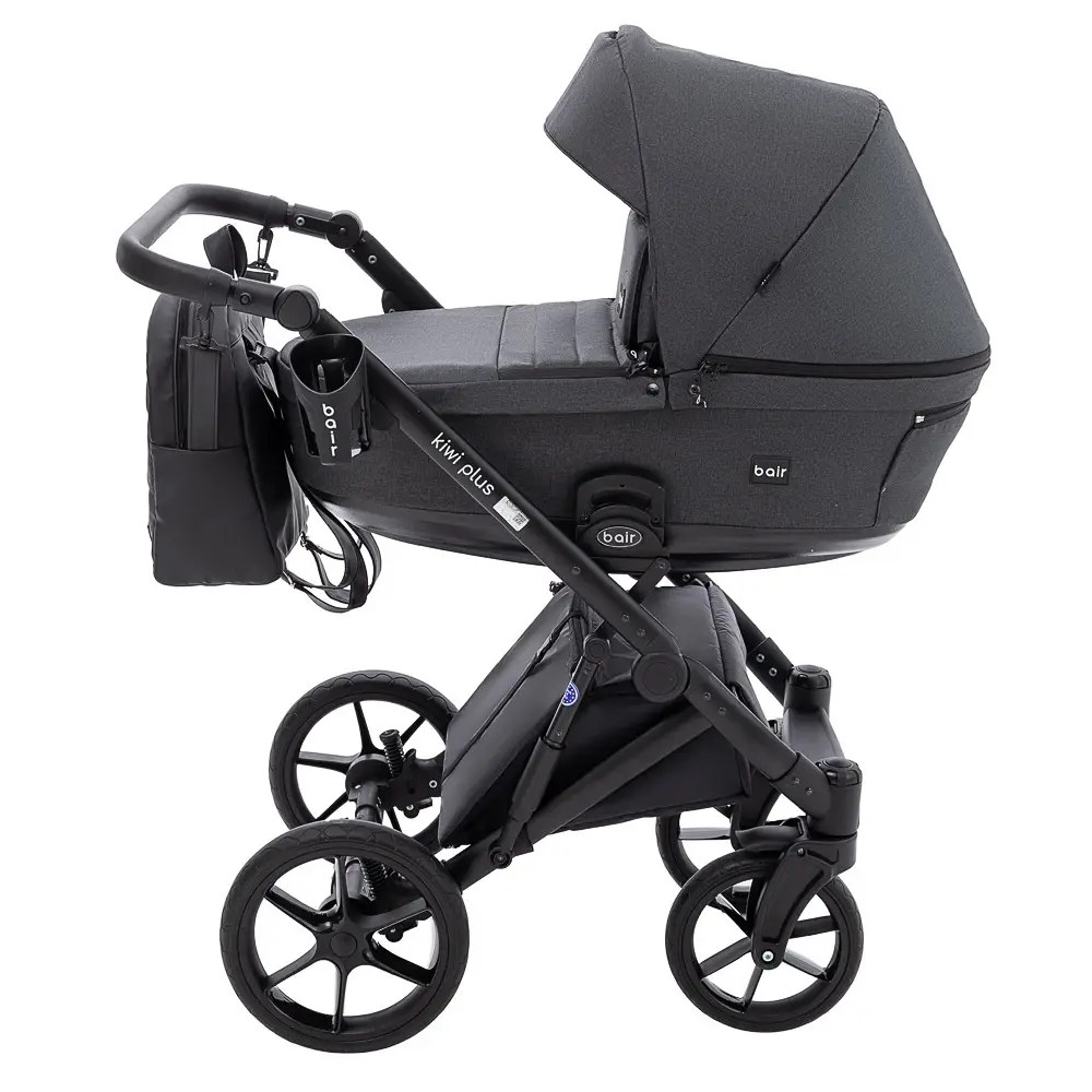 Bair Kiwi Plus Soft - дитяча коляска 2 в 1, всесезонний візочок з люлькою для новонароджених • Graphite (BKP-219)