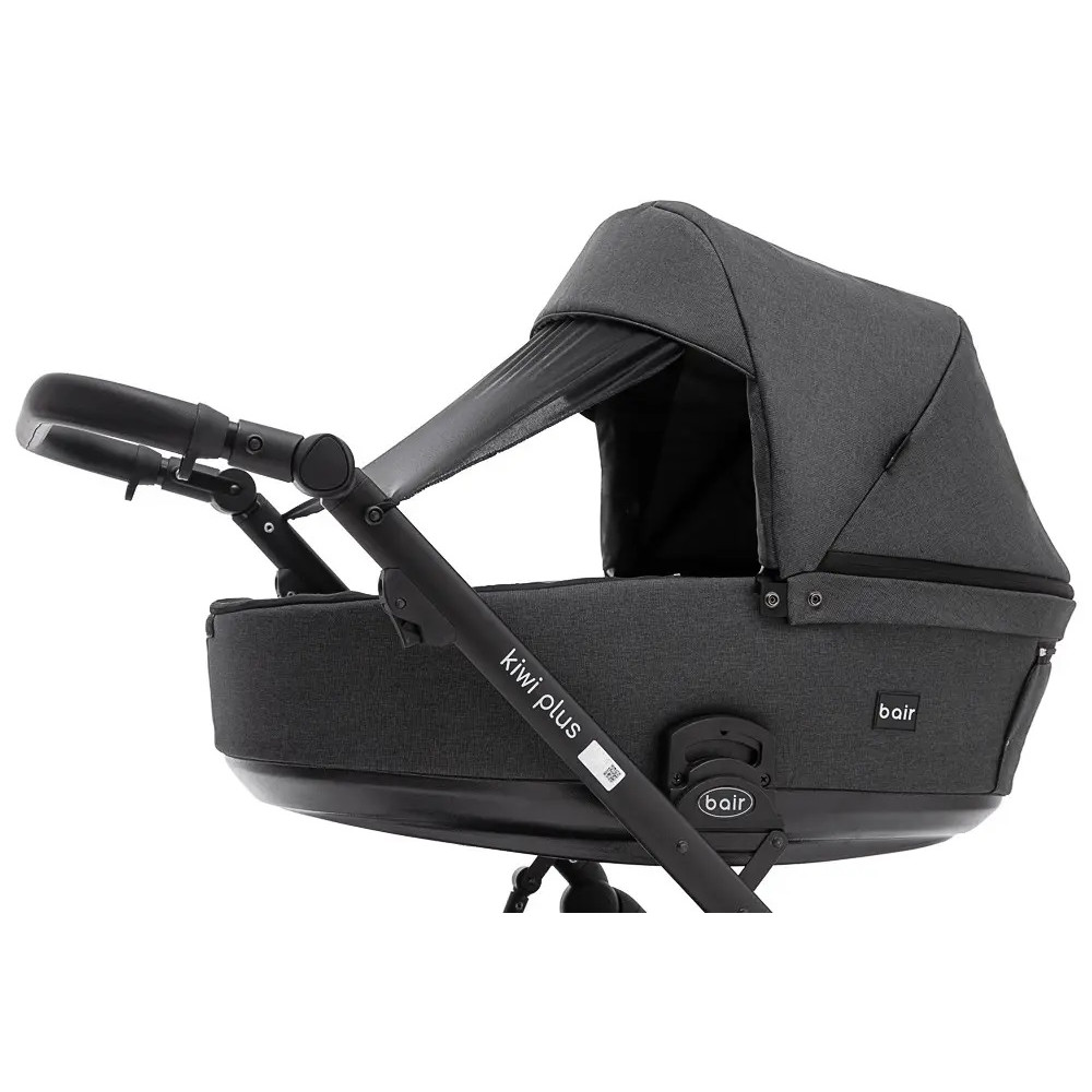 Bair Kiwi Plus Soft - дитяча коляска 2 в 1, всесезонний візочок з люлькою для новонароджених • Graphite (BKP-219)