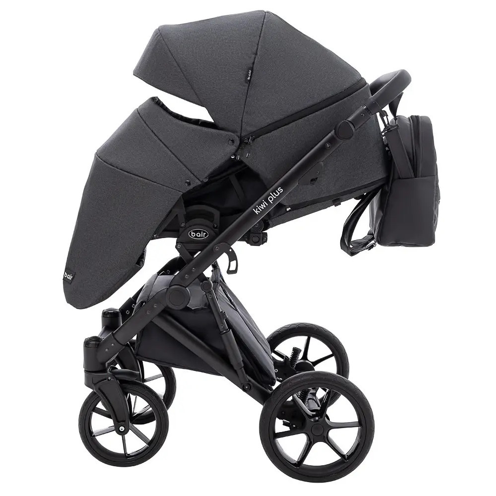 Bair Kiwi Plus Soft - дитяча коляска 2 в 1, всесезонний візочок з люлькою для новонароджених • Graphite (BKP-219)