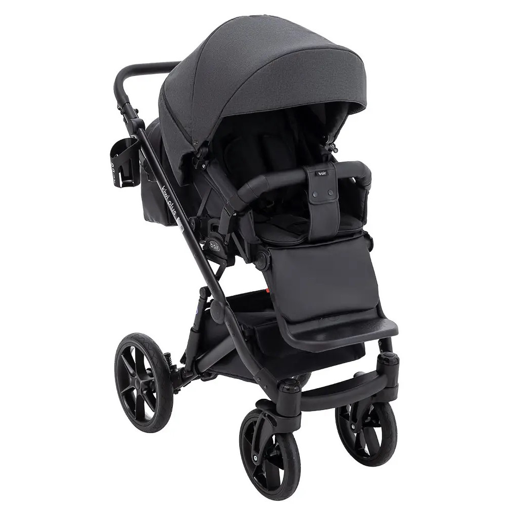 Bair Kiwi Plus Soft - дитяча коляска 2 в 1, всесезонний візочок з люлькою для новонароджених • Graphite (BKP-219)