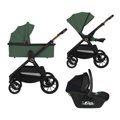 Lionelo Layla 3в1 - детская коляска 3 в 1 с автокреслом, универсальная коляска с большими колесами • Green Forest Lionelo Layla 3в1 - детская коляска 3 в 1 с автокреслом, универсальная коляска с большими колесами • Green Forest