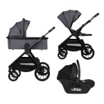 Lionelo Layla 3в1 - детская коляска 3 в 1 с автокреслом, универсальная коляска с большими колесами • Grey Stone