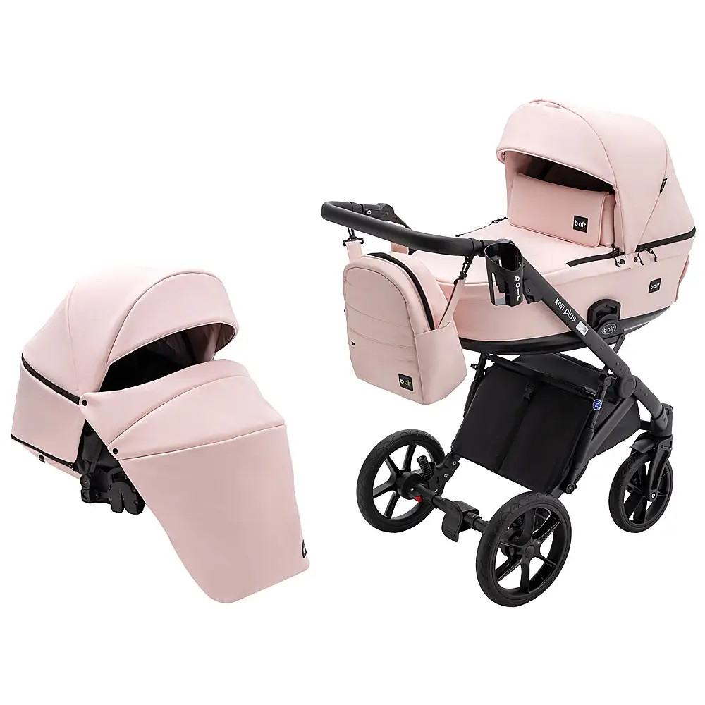 Bair Kiwi Plus Eco - дитяча коляска 2 в 1, всесезонний візочок з люлькою для новонароджених • Powder Pink (BKP-28)