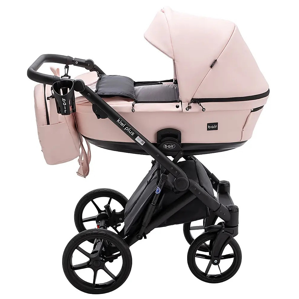 Bair Kiwi Plus Eco - дитяча коляска 2 в 1, всесезонний візочок з люлькою для новонароджених • Powder Pink (BKP-28)