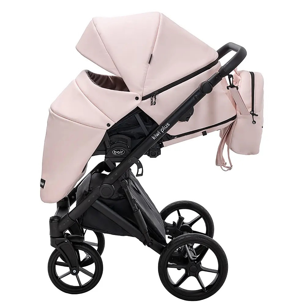 Bair Kiwi Plus Eco - дитяча коляска 2 в 1, всесезонний візочок з люлькою для новонароджених • Powder Pink (BKP-28)