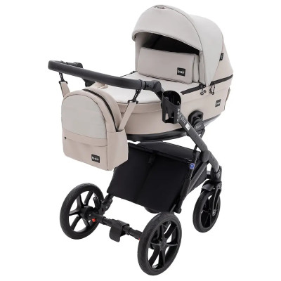 Bair Kiwi Plus Eco - детская коляска 2 в 1,  всесезонная коляска с люлькой для новорожденных • Beige/Capuchino (BKP-32/33)