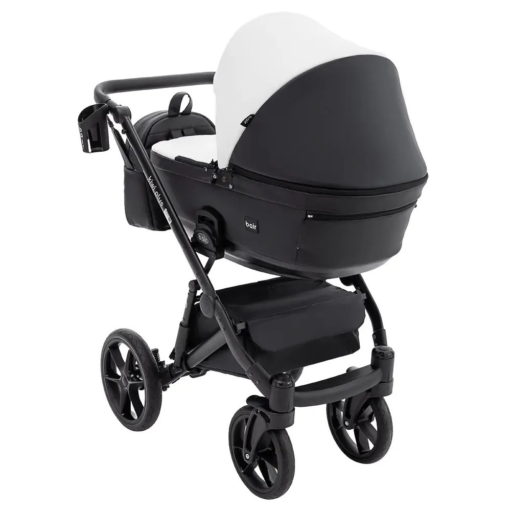 Bair Kiwi Plus Eco - детская коляска 2 в 1,  всесезонная коляска с люлькой для новорожденных • White/Black (BKP-51/15)