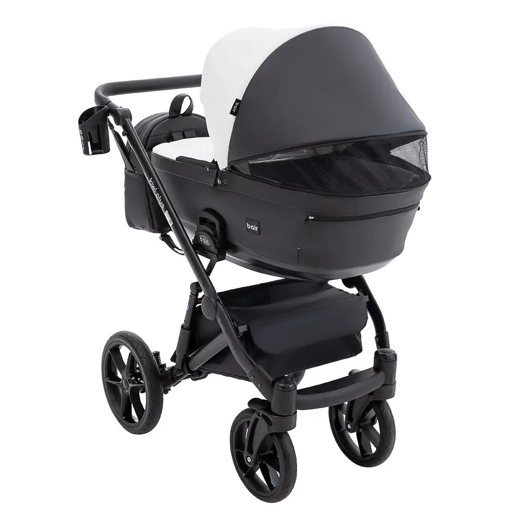 Bair Kiwi Plus Eco - детская коляска 2 в 1,  всесезонная коляска с люлькой для новорожденных • White/Black (BKP-51/15)