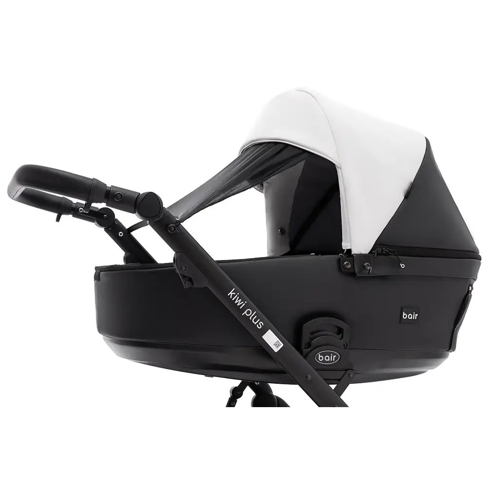 Bair Kiwi Plus Eco - детская коляска 2 в 1,  всесезонная коляска с люлькой для новорожденных • White/Black (BKP-51/15)
