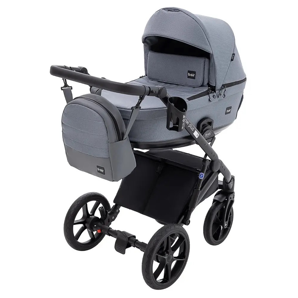 Bair Kiwi Plus Soft - дитяча коляска 2 в 1, всесезонний візочок з люлькою для новонароджених • Grey (BKP-218)