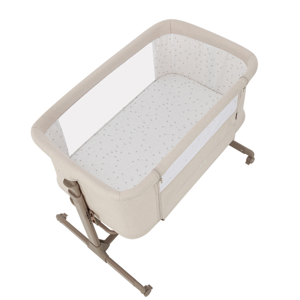 Carrello Luna CRL-16501 - приставне ліжечко для немовля (на колесах, матрац у комплекті) • Silk Beige