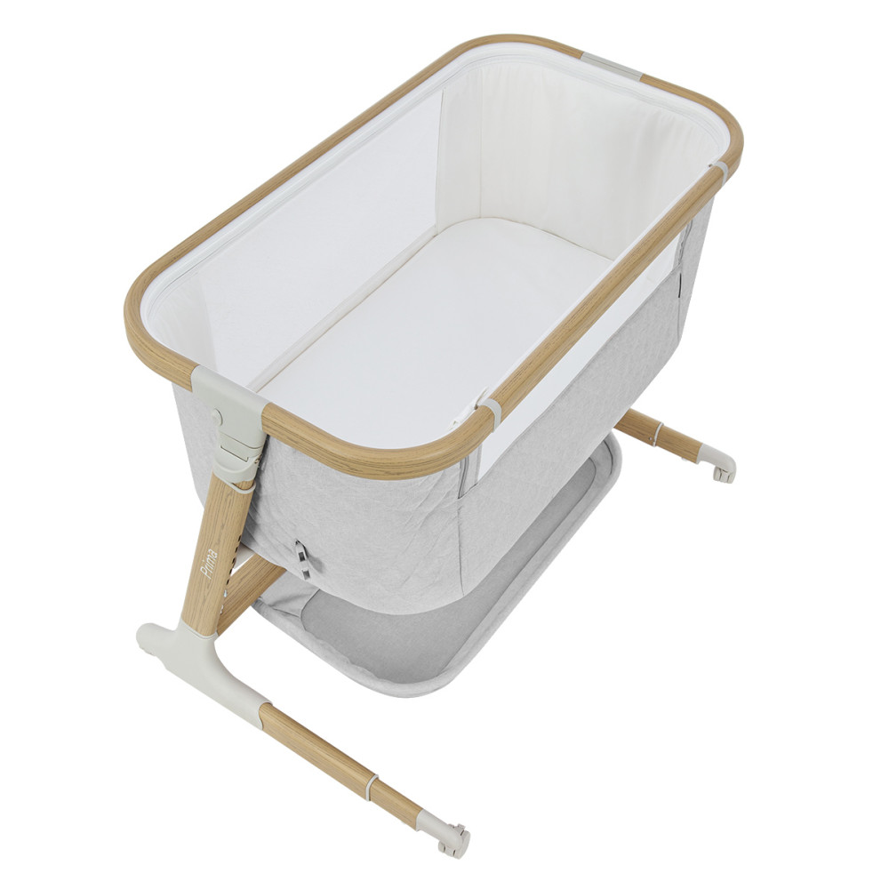 Carrello Prima CRL-16503 - приставне ліжечко для немовля, електронна система заколисування, 4 колеса, матрац, 5 швидкостей гойдання, таймер, пульт ДК • Cloud Grey
