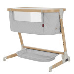 Carrello Prima CRL-16503 - приставне ліжечко для немовля, електронна система заколисування, 4 колеса, матрац, 5 швидкостей гойдання, таймер, пульт ДК • Cloud Grey