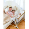 Carrello Prima CRL-16503 - приставне ліжечко для немовля, електронна система заколисування, 4 колеса, матрац, 5 швидкостей гойдання, таймер, пульт ДК • Cloud Grey