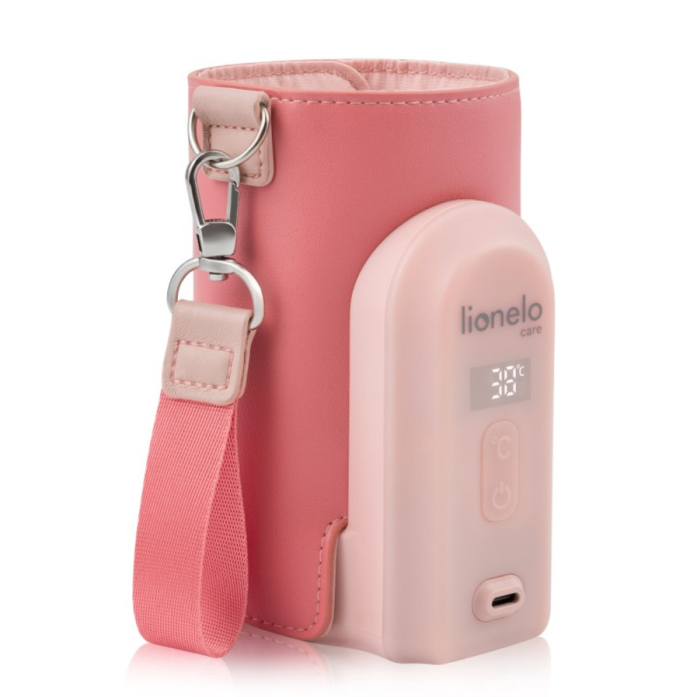 Lionelo Thermup Go Evo - мобильный подогреватель для бутылочек, 5 уровней нагрева, USB-C, до 9 часов работы, ⌀50-80 мм • Coral Pink