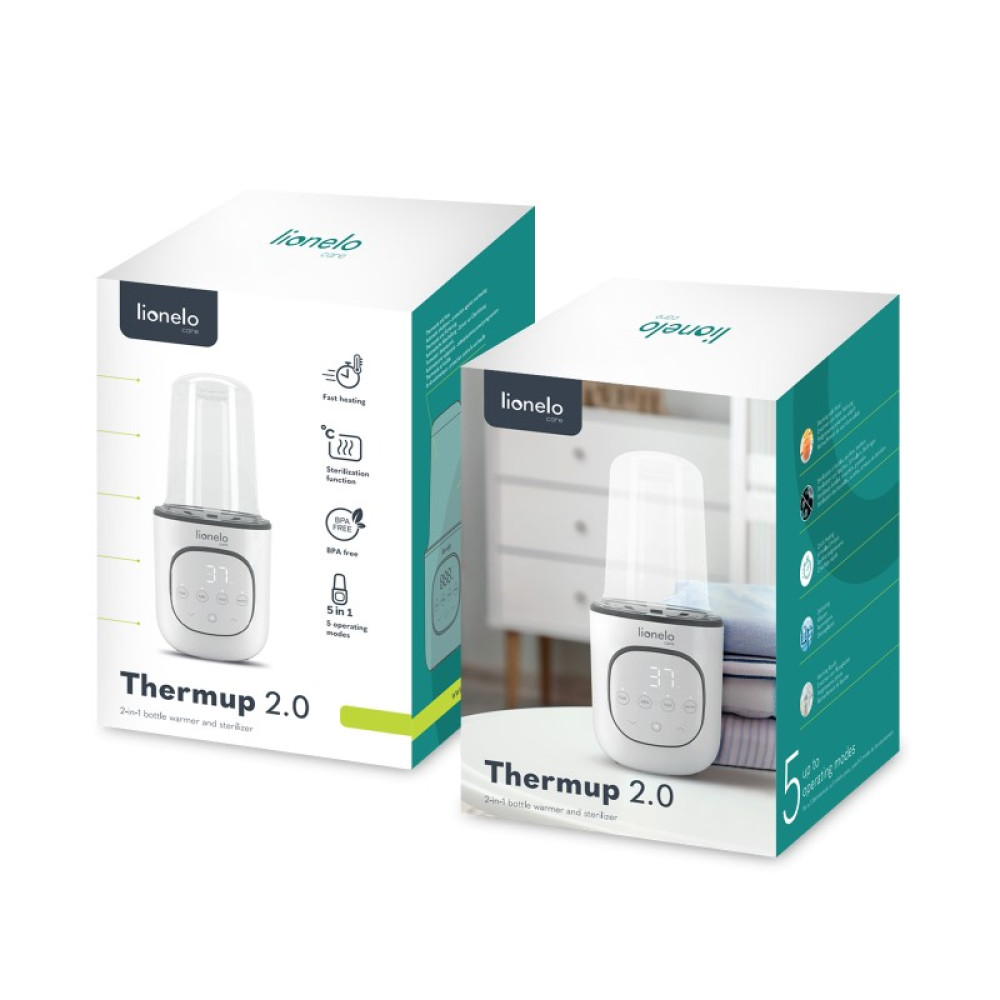 Lionelo Thermup 2.0 - підігрівач та стерилізатор для пляшечок 5 в 1, сенсорна панель керування • White Lionelo Thermup 2.0 - підігрівач та стерилізатор для пляшечок 5 в 1, сенсорна панель керування • White