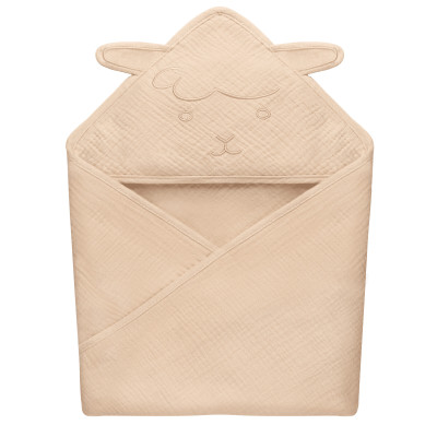 Lionelo Muslin - мусліновий рушник з капюшоном для дитини • Beige Sand