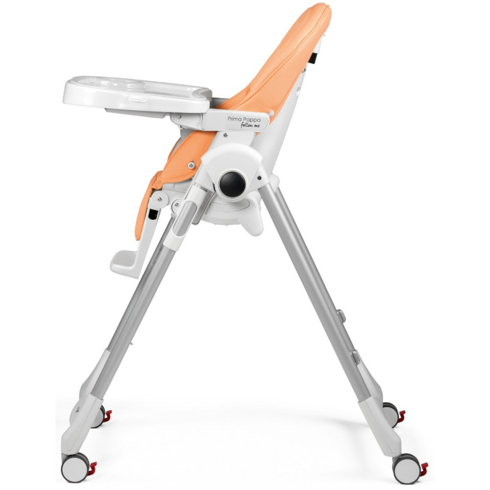 Peg Perego Prima Pappa Follow Me - стільчик для годування, шезлонг для новонароджених (регулювання по висоті, нахил спинки, регулювання підніжки), чохол з екошкіри, 4 колеса, компактне складання • Peach Peg Perego Prima Pappa Follow Me - стільчик для годування, шезлонг для новонароджених (регулювання по висоті, нахил спинки, регулювання підніжки), чохол з екошкіри, 4 колеса, компактне складання • Peach