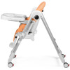 Peg Perego Prima Pappa Follow Me - стільчик для годування, шезлонг для новонароджених (регулювання по висоті, нахил спинки, регулювання підніжки), чохол з екошкіри, 4 колеса, компактне складання • Peach