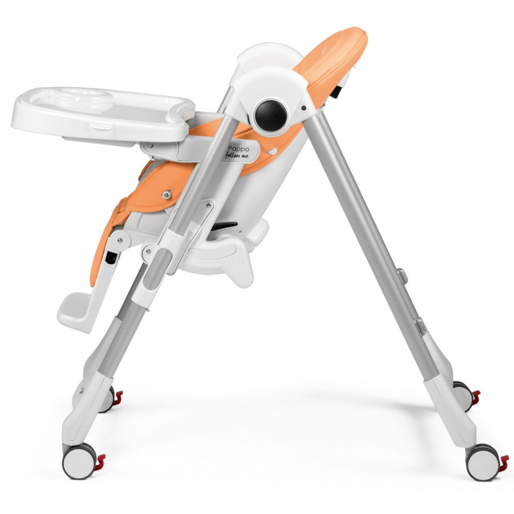 Peg Perego Prima Pappa Follow Me - стільчик для годування, шезлонг для новонароджених (регулювання по висоті, нахил спинки, регулювання підніжки), чохол з екошкіри, 4 колеса, компактне складання • Peach Peg Perego Prima Pappa Follow Me - стільчик для годування, шезлонг для новонароджених (регулювання по висоті, нахил спинки, регулювання підніжки), чохол з екошкіри, 4 колеса, компактне складання • Peach