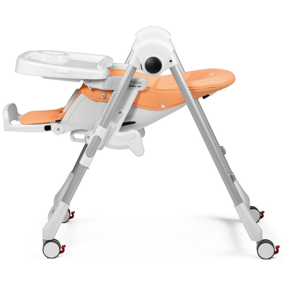 Peg Perego Prima Pappa Follow Me - стільчик для годування, шезлонг для новонароджених (регулювання по висоті, нахил спинки, регулювання підніжки), чохол з екошкіри, 4 колеса, компактне складання • Peach Peg Perego Prima Pappa Follow Me - стільчик для годування, шезлонг для новонароджених (регулювання по висоті, нахил спинки, регулювання підніжки), чохол з екошкіри, 4 колеса, компактне складання • Peach