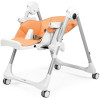 Peg Perego Prima Pappa Follow Me - стільчик для годування, шезлонг для новонароджених (регулювання по висоті, нахил спинки, регулювання підніжки), чохол з екошкіри, 4 колеса, компактне складання • Peach
