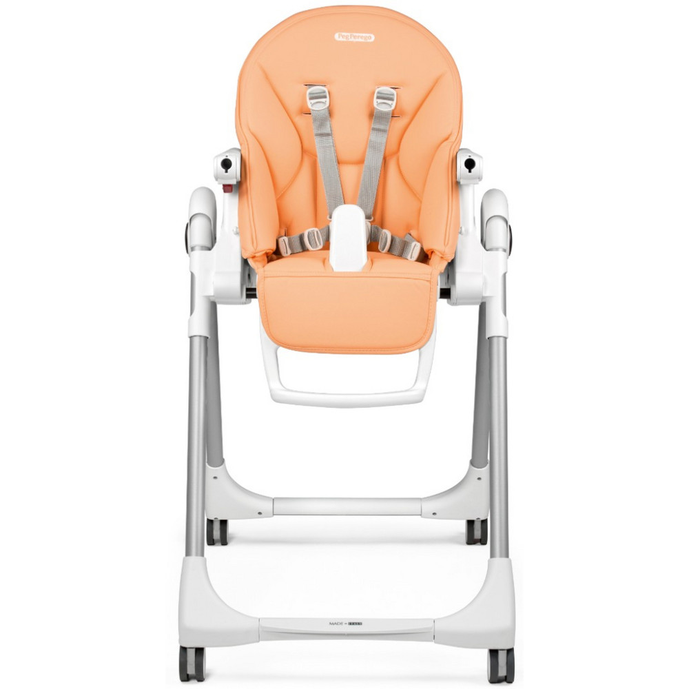 Peg Perego Prima Pappa Follow Me - стільчик для годування, шезлонг для новонароджених (регулювання по висоті, нахил спинки, регулювання підніжки), чохол з екошкіри, 4 колеса, компактне складання • Peach Peg Perego Prima Pappa Follow Me - стільчик для годування, шезлонг для новонароджених (регулювання по висоті, нахил спинки, регулювання підніжки), чохол з екошкіри, 4 колеса, компактне складання • Peach