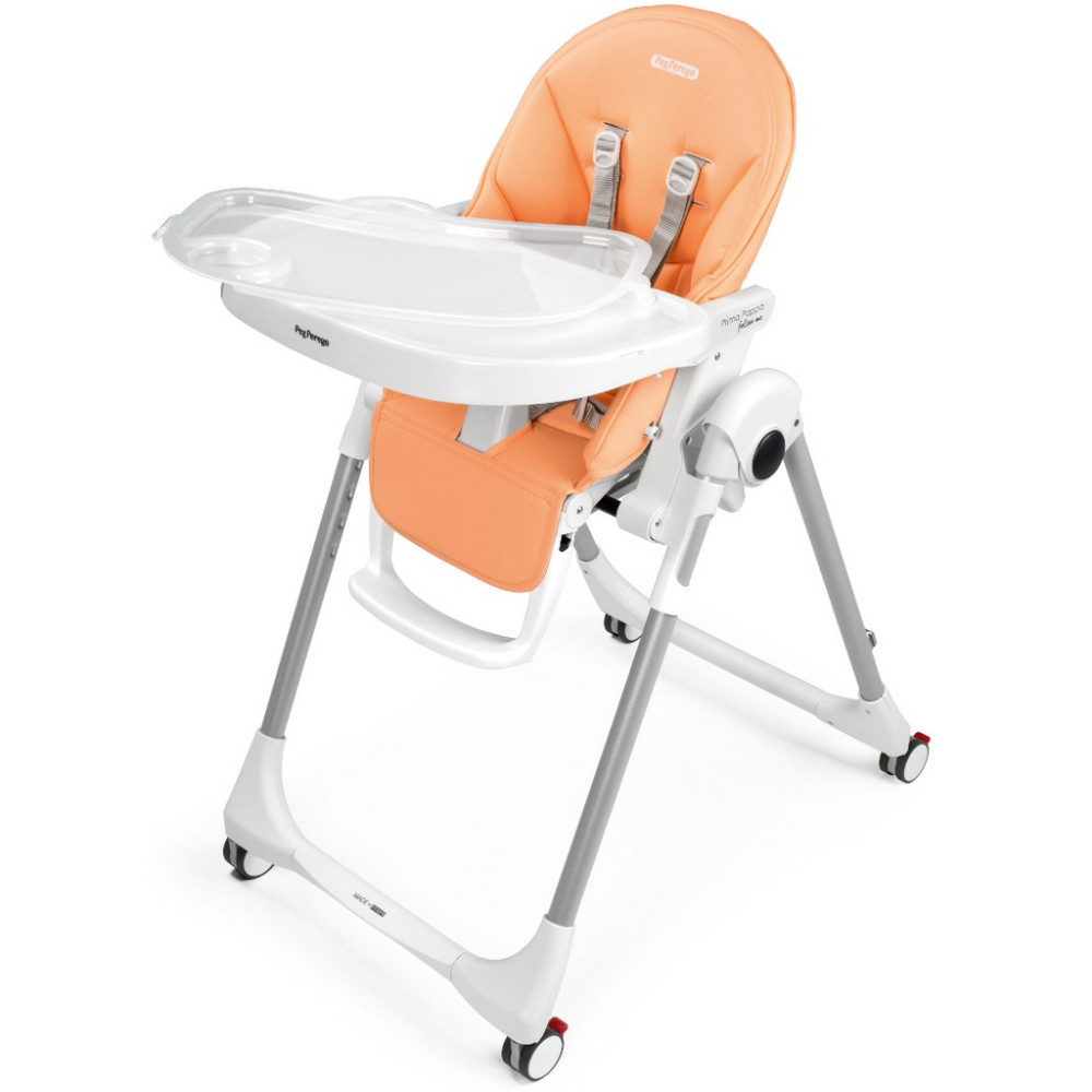 Peg Perego Prima Pappa Follow Me - стільчик для годування, шезлонг для новонароджених (регулювання по висоті, нахил спинки, регулювання підніжки), чохол з екошкіри, 4 колеса, компактне складання • Peach Peg Perego Prima Pappa Follow Me - стільчик для годування, шезлонг для новонароджених (регулювання по висоті, нахил спинки, регулювання підніжки), чохол з екошкіри, 4 колеса, компактне складання • Peach
