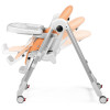 Peg Perego Prima Pappa Follow Me - стільчик для годування, шезлонг для новонароджених (регулювання по висоті, нахил спинки, регулювання підніжки), чохол з екошкіри, 4 колеса, компактне складання • Peach