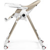 Peg Perego Prima Pappa Follow Me - стільчик для годування, шезлонг для новонароджених (регулювання по висоті, нахил спинки, регулювання підніжки), чохол з екошкіри, 4 колеса, компактне складання • Astral
