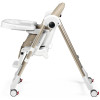 Peg Perego Prima Pappa Follow Me - стільчик для годування, шезлонг для новонароджених (регулювання по висоті, нахил спинки, регулювання підніжки), чохол з екошкіри, 4 колеса, компактне складання • Astral