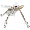 Peg Perego Prima Pappa Follow Me - стільчик для годування, шезлонг для новонароджених (регулювання по висоті, нахил спинки, регулювання підніжки), чохол з екошкіри, 4 колеса, компактне складання • Astral