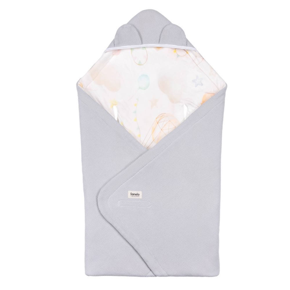  Lionelo Travel Swaddle Blanket - детское одеяло, пеленание для автокресла, 90х90 см • Grey Balloon