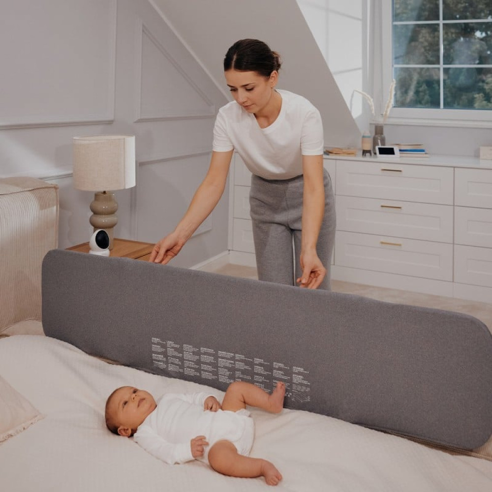 Lionelo Lora XL - дитячий портативний бар'єр безпеки для ліжка • Grey Stone Lionelo Lora XL - дитячий портативний бар'єр безпеки для ліжка • Grey Stone