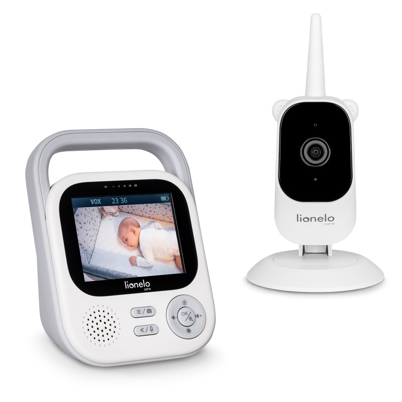 Lionelo Babyline 3.2 - современная видеоняня с камерой и дисплеем, воспроизведение колыбельных, возможность записи, слот для карты памяти, дальность связи 50-350 м, автономность до 8 часов, интеллектуальная система уведомлений • White